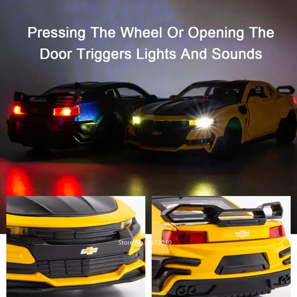 1:32合金ダイキャストカマロおもちゃ車モデル、ドア開閉、スーパーカー、プルバック、パトカー、車両、ライトサウンド、スポーツカー、家の装飾