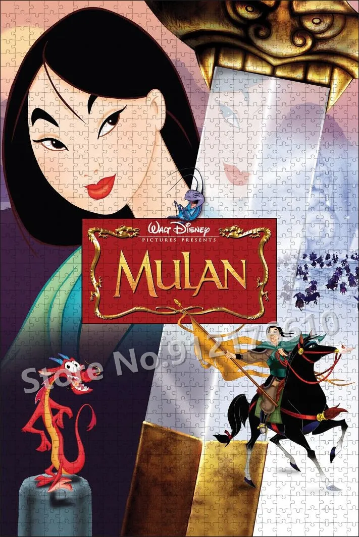 Mulan Chinese Hero 300/500/1000 Pieces Wooden Puzzle Disney Princess Jigsaw Puzzle Family Game Decompress Educational Toys