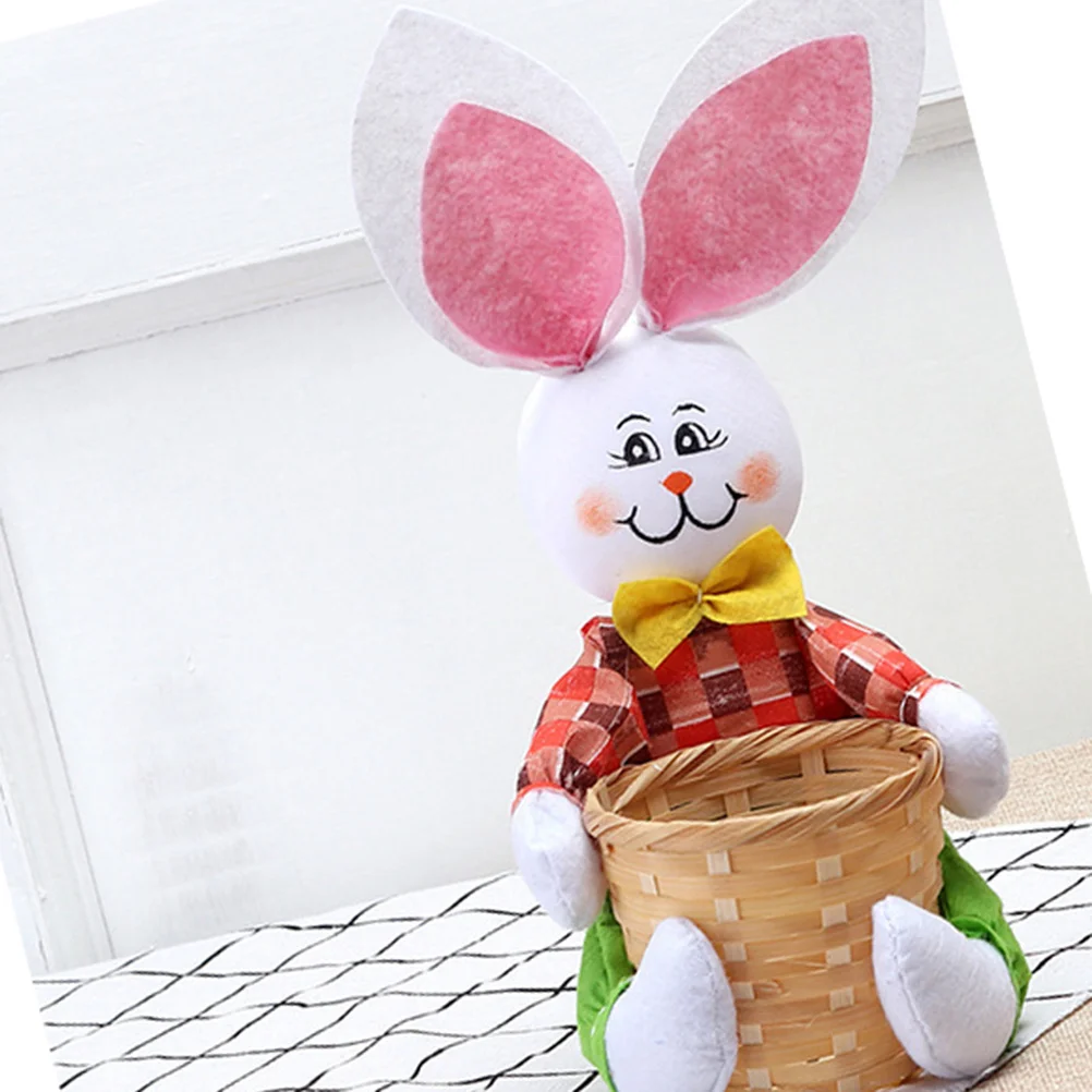 

Mini Bamboo Cartoon Rabbit Easter Candy Storage Basket Portable Food Holder Party Decor Green Pants Rabbit Candy Storage Basket