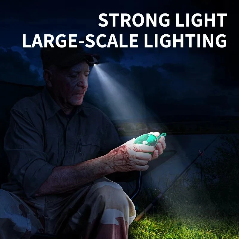 مصباح أمامي بمستشعر حركة لمعدات الإضاءة في حالات الطوارئ، كشاف أمامي LED قابل لإعادة الشحن، مشبك على قبعة، شعلة للمشي لمسافات طويلة والعمل الليلي