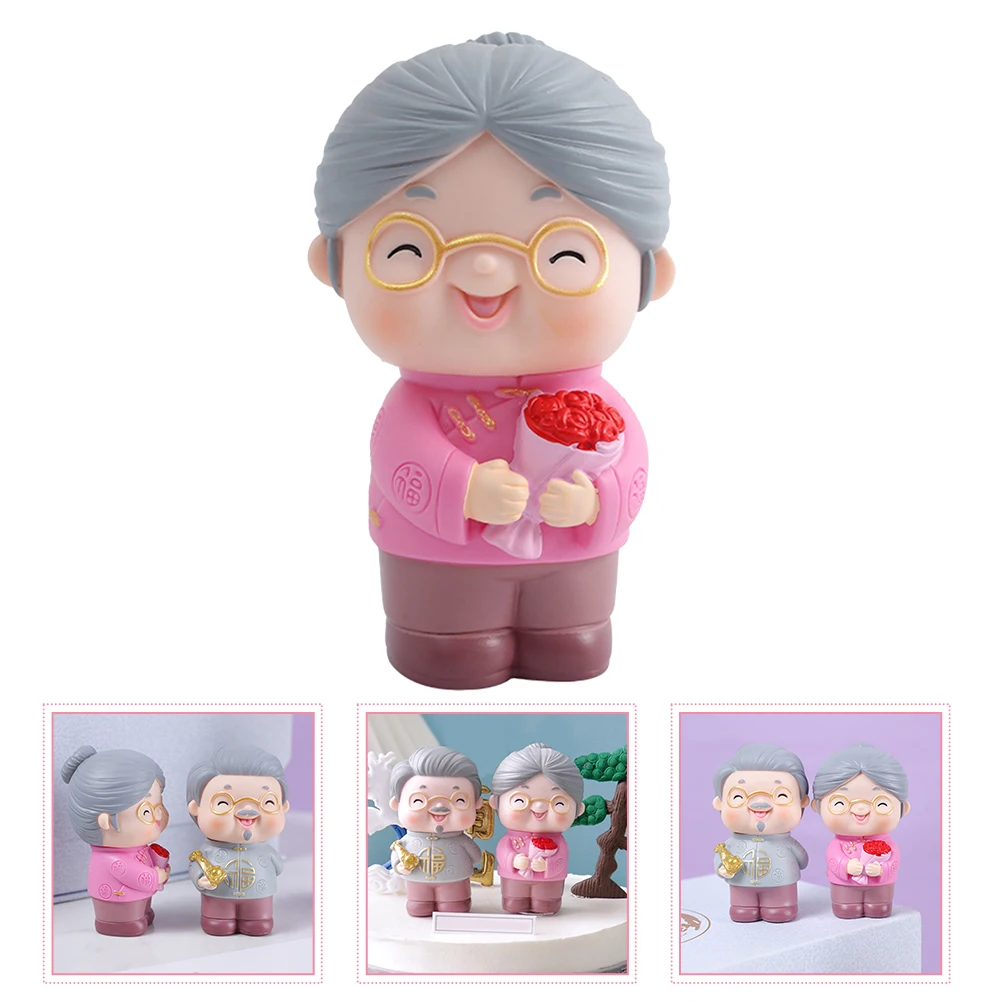 

Cake Decor Vinyl Statue Birthday Party Ornament Mini Elder Statue Lightweight Smooth Surface Fade Resistant Gift