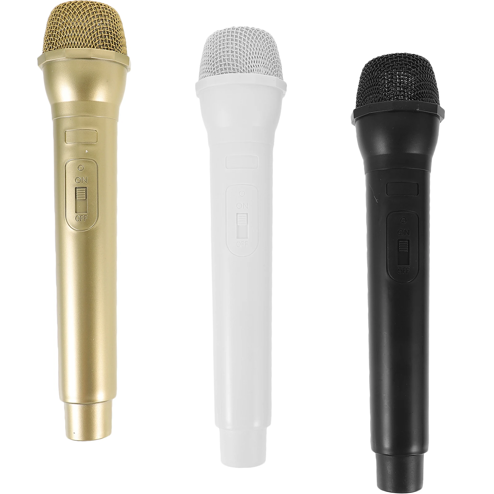 

3pcs Fake Microphone Props Plastic Toy Mic Stage Child Costume Pretend Play Musical Instrument