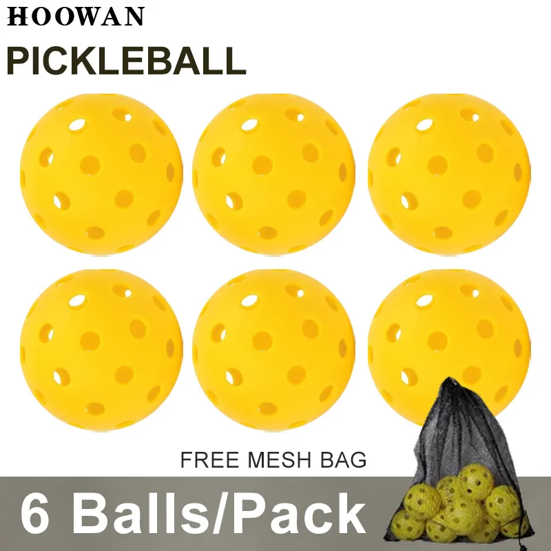 

Мячи для пиклбола HOOWAN, 6 шт. в упаковке, 40 отверстий, уличные шарики для пиклбола, прочный пиклбол, 74 мм для всех стилей, весла