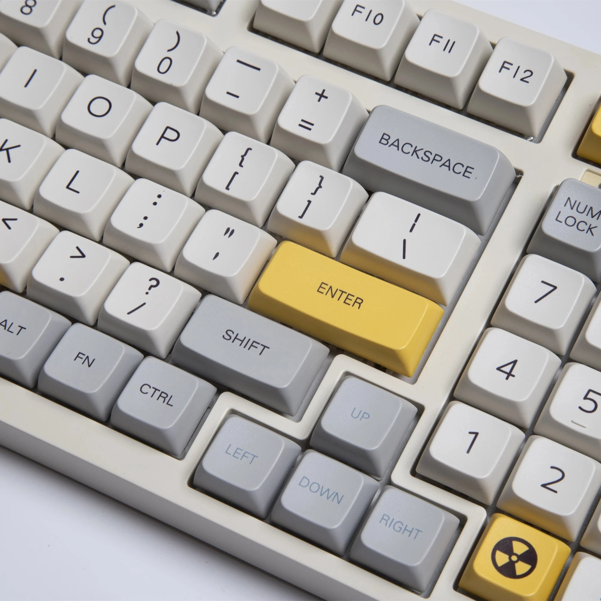 127 Kunci PBT Keycap DYE-SUB XDA Profil Industri Retro Abu-abu Putih Kustom DIY 61 GK61 Keycap Set untuk Keyboard Mekanis
