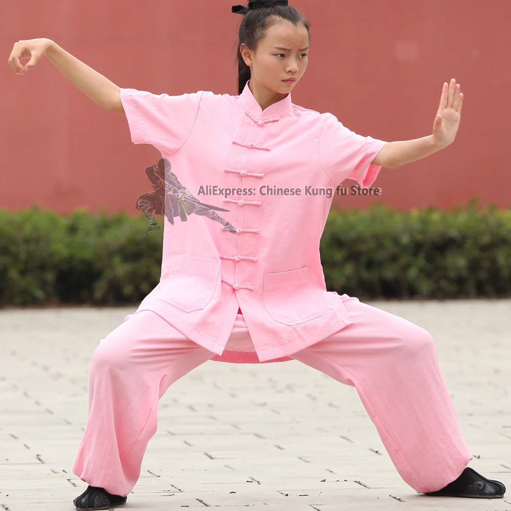 25 Colors Wudang Taoist Women's Shortsleeves Summer Tai Chi Uniforms Martial arts Kung fu Training Suit Wushu Wing Chun Clothes