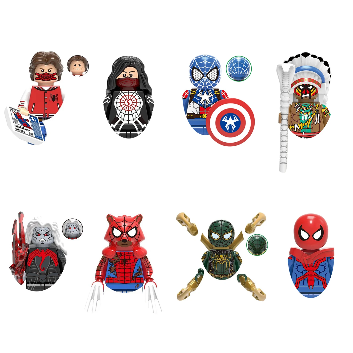 Bloques de Construcción de Plástico de Spider-Man, Serie Edición Coleccionista, Capitán América, Spider-Human, Hydra, Spider-Person, Dios Simbiótico Nal
