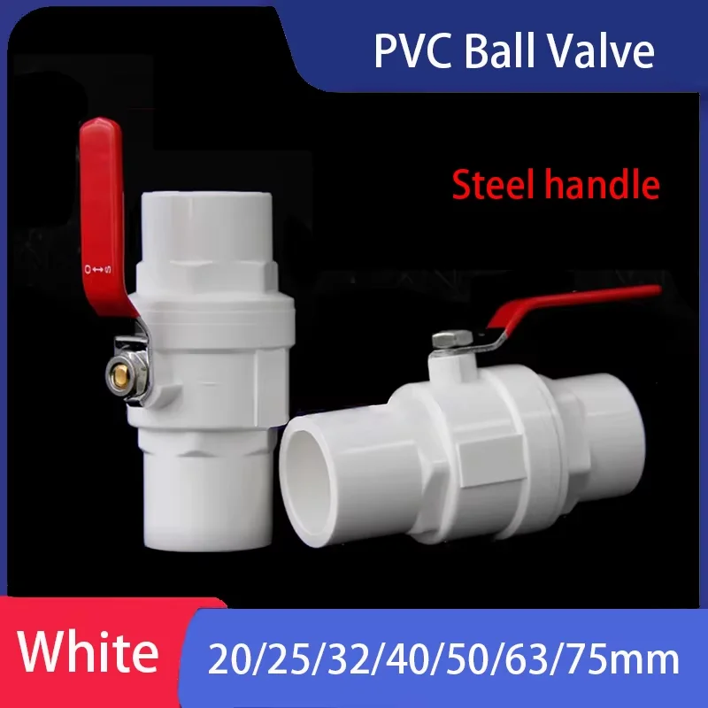 Red Non-slip Handle PVC Ball Valve 20/25/32/40/50/63/75mm Inner Diameter 2 Way Slip Ends Water Shut Off flow controller Valve