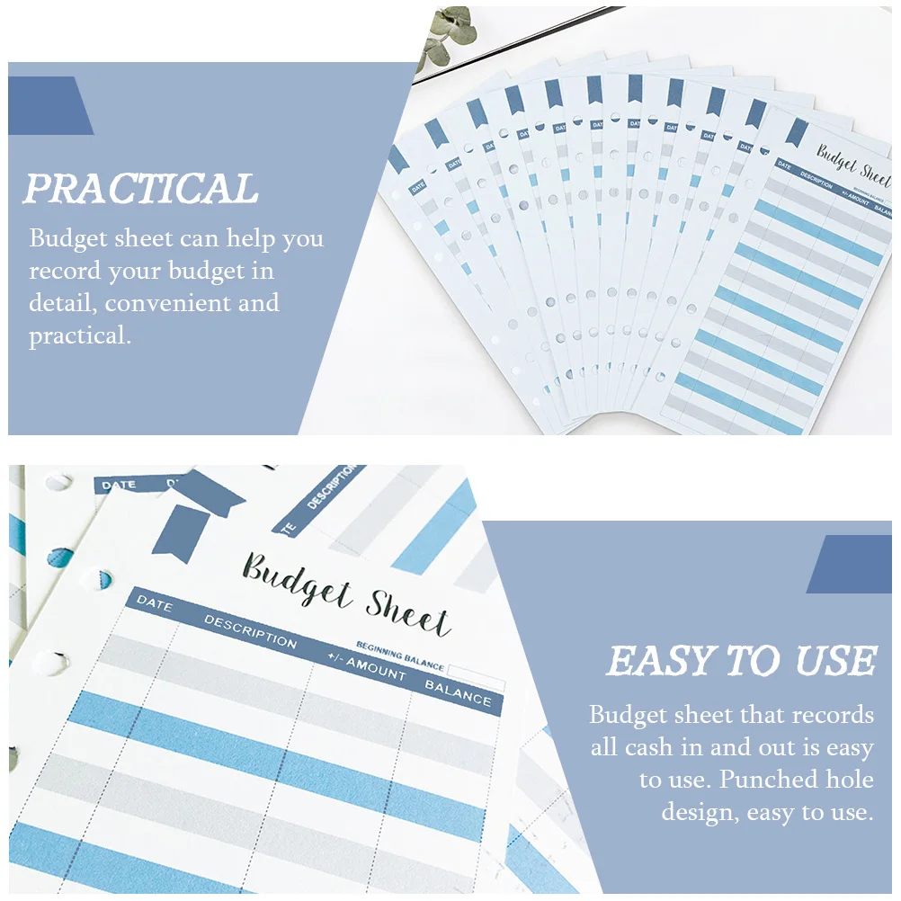 

50 Sheets Cash Budget Jam Planner Inserts Binders Household Paper Tracker Punch Hole