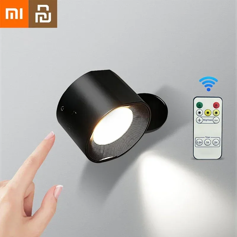 Xiaomi youpin conduziu a lâmpada de parede toque controle remoto interior sem fio usb recarregável brilho ajustável quarto luzes cabeceira