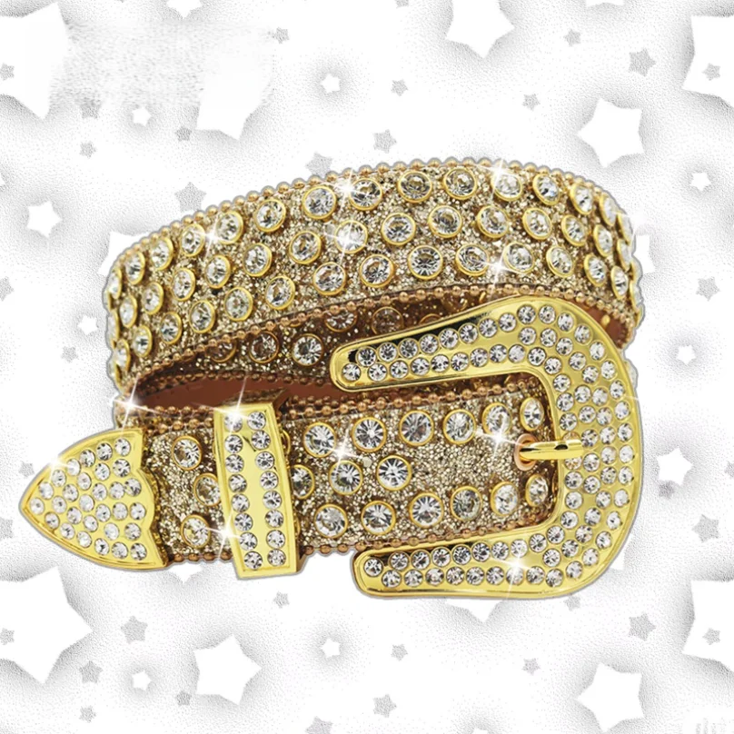 belt Diamond Rhinestone Belts Fashion Luxury Crystal Studded Pin Buckle Belt Belts for Women Jeans Decoration Beautiful