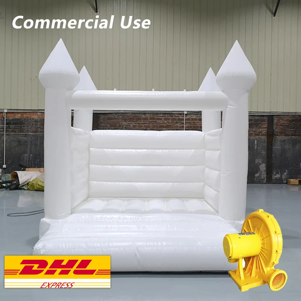 

Commercial Wedding White Inflatable Bounce House Bouncy House Castle Jumper For Home Party Wedding Ceremony