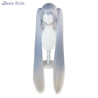 VOCALOID MIKU Wig 2024 Snow Miku Cosplay Wig Heat Resistant Blue Grey Gradient 120CM Double Ponytail Miku Cosplay Wigs Halloween