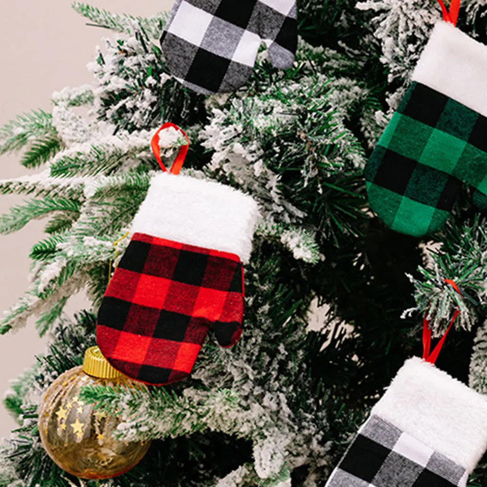 

2Pcs Christmas Glove Pendant Hanging Decor Xmas Tree Ornament Vintage Holiday Decoration Party Props Vintage Christmas Decor