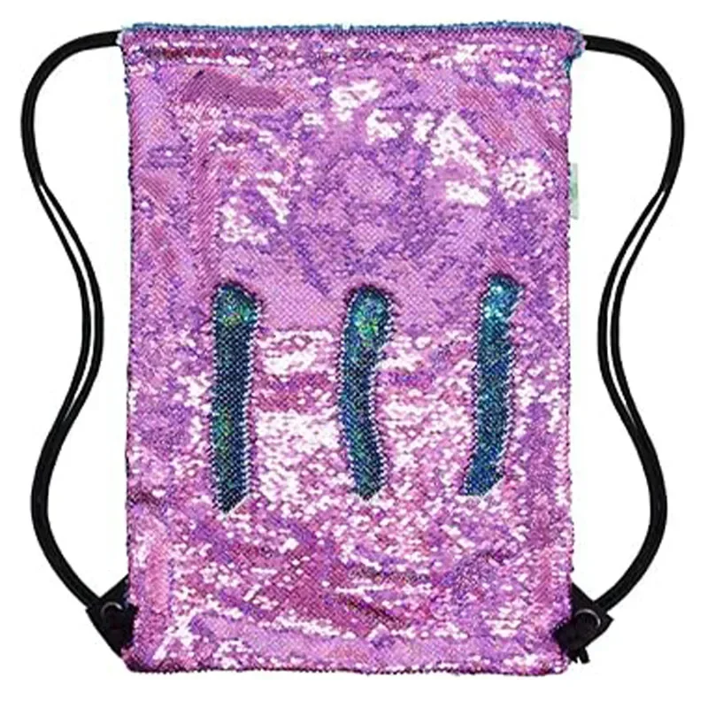 Mochila Reversible de lentejuelas brillantes con cordón, bolso de baile deportivo con purpurina, i-STE12