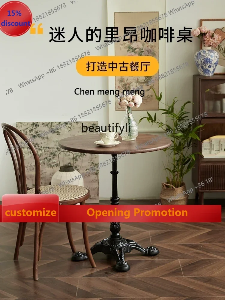 

ss7304Coffee Table round Table Black Walnut round Light Luxury Nordic Simple Solid Wood Round Table