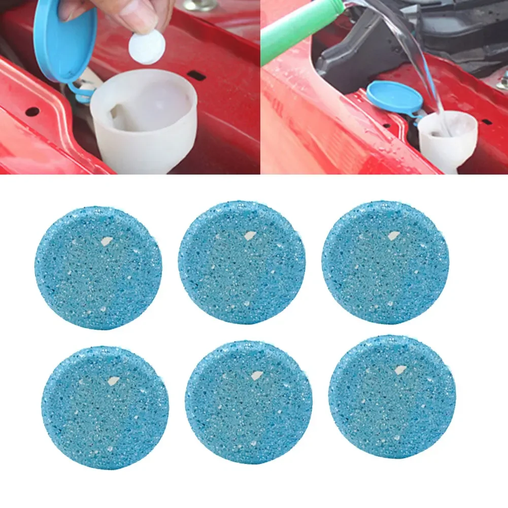 6pcs Car Windshield Glass Cleaner Effervescent Solid Tablets Concentrated Washer Practical Effervescent Tablets Wiper