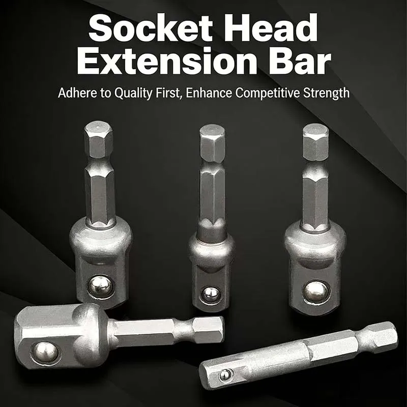 Air/Electric Wrench Drill Socket Adapter, Hex Shank to Square Drive Converter Extension Rod