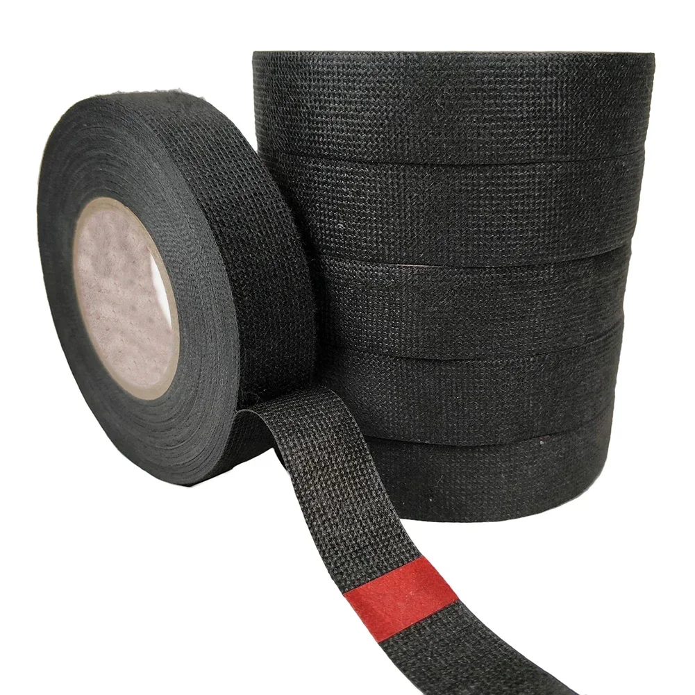 Heat-Resistant Adhesive Cloth Fabric Tape For Car Auto Cable Harness Wiring Loom Protection Width 9/19/25MM Length 15M