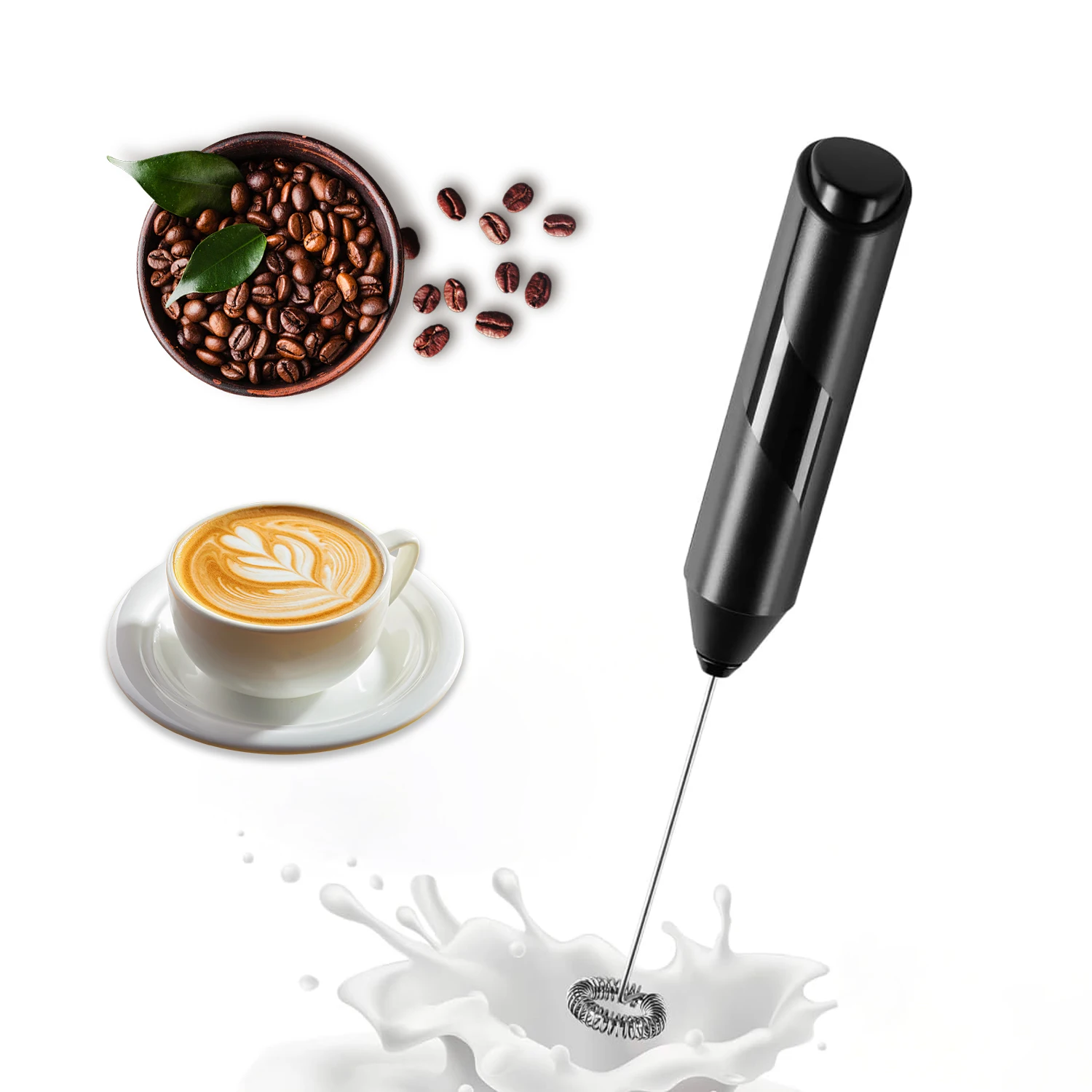

Electric Milk Foamer Coffee Whisk Mixer Mini Frother Handle Stirrer Cappuccino Maker Cooking Tools Blend Egg Beate