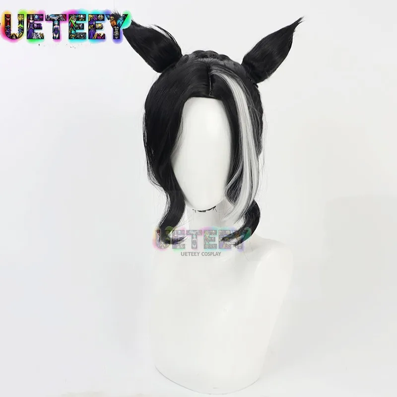 UETEEY Uma Musume Pretty Derby Mejiro Ramonu شعر مستعار تأثيري آذان ذيل حفلة الهالوين زي الشعر الاصطناعية ألياف مقاومة للحرارة #5