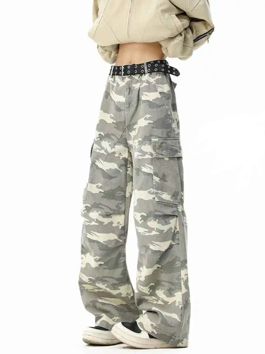 

Женские камуфляжные брюки-карго Harajuku, брюки большого размера, уличная одежда, японский стиль 2000-х годов Y2k, винтажные брюки-бойфренды 90-х годов, одежда