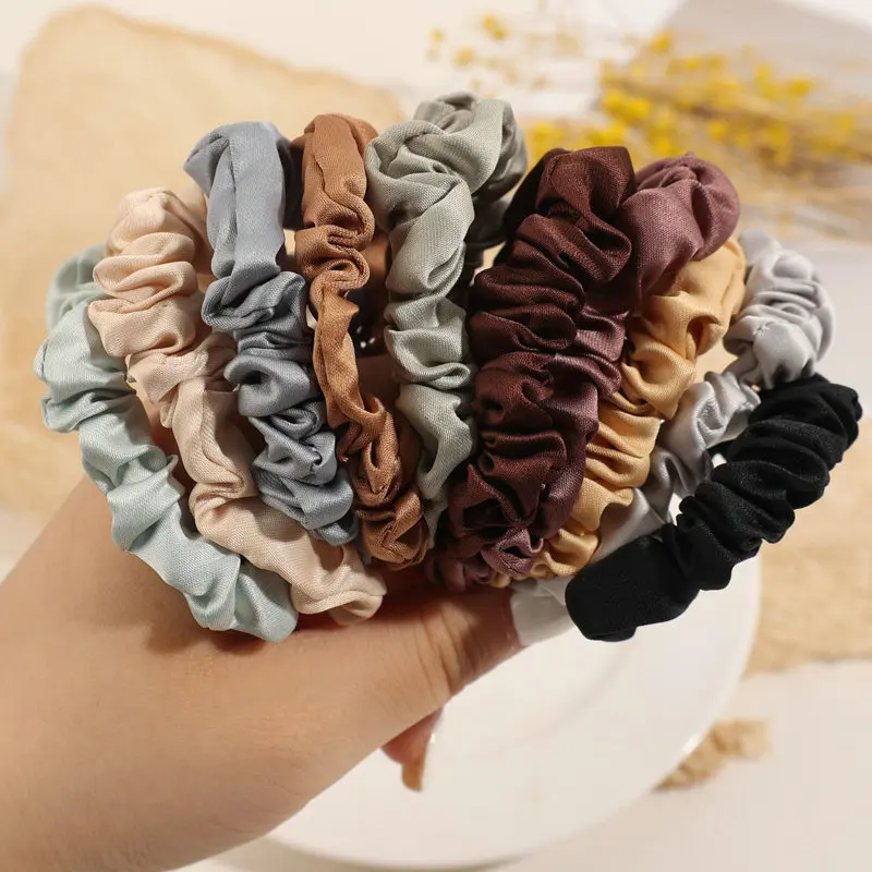 Retro Satin Hair Scrunchie Candy Color Elastic Hair Bands Ponytail Hair Ties Fashion Ornament For Girls Hair Accessories