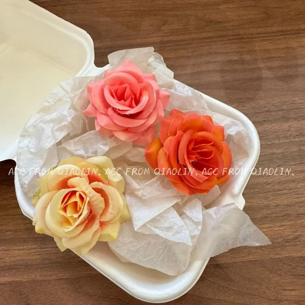 مشبك شعر وردي صغير للفتيات ، مشبك فم بطة أنيق جديد للتصوير الفوتوغرافي ، غطاء رأس زهرة عتيق ، موضة