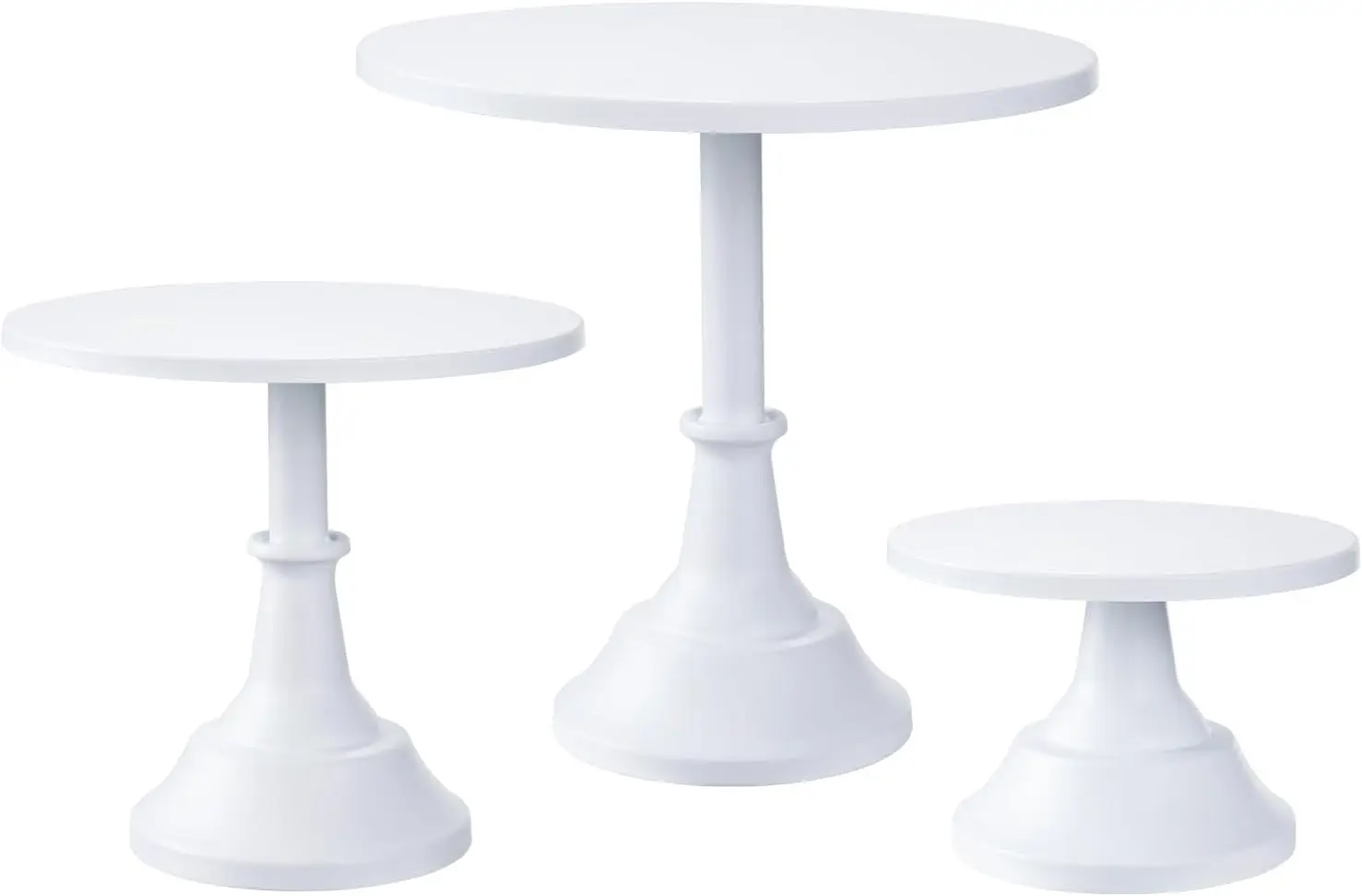 

3-Piece White Cake Stand Set (8"/10"/12" Plates) for 6-10 Inch Cakes, Perfect Dessert Display for Parties & Events