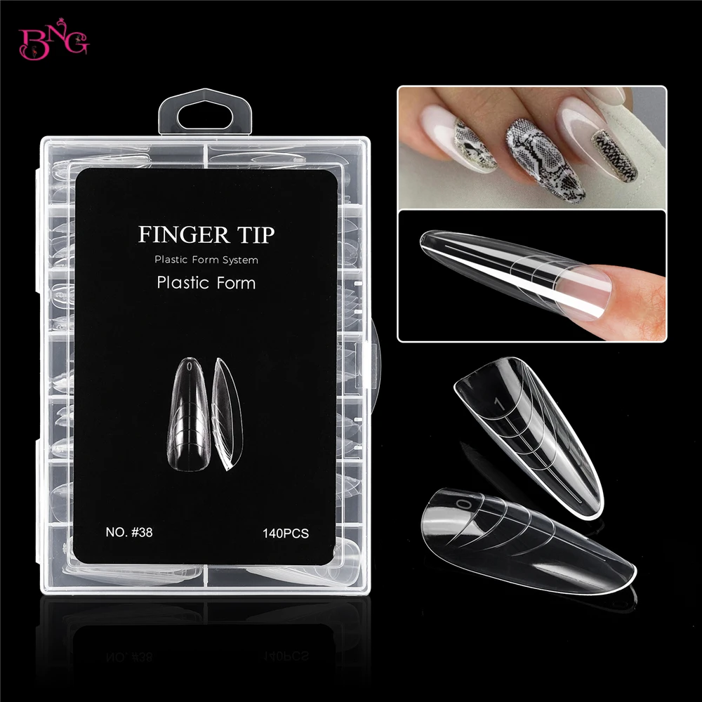 BNG 140 stuks dubbele nagelvormen voor poly nagelgel klassieke amandel nagelvormen voor bouwer gel poly extension gel nail art design salon