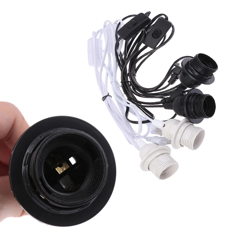 

1PC 1.8M EU/US Plug E27 Full Teeth Lamp Base Holder Power Cord Hanging Pendant LED Light Fixture Socket Cord Adapter With Switch