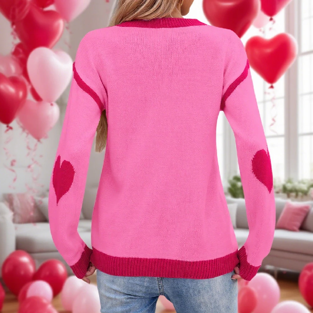 المرأة جولة الرقبة محبوك سترة نمط القلب عيد الحب نمط الخريف الشتاء الأكثر مبيعا