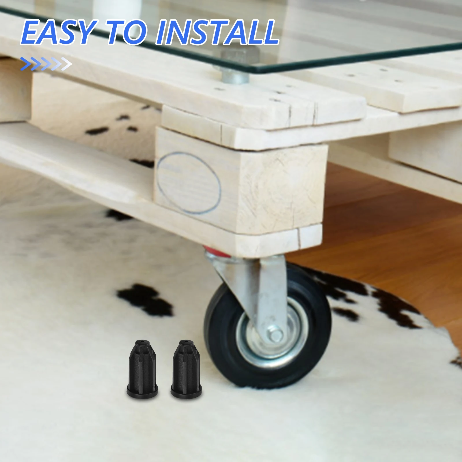  10 Pcs Wheel Cover Caster Stem Inserts Plastic Socket Black Sleeve Replacement Mounting for Protective Automatic