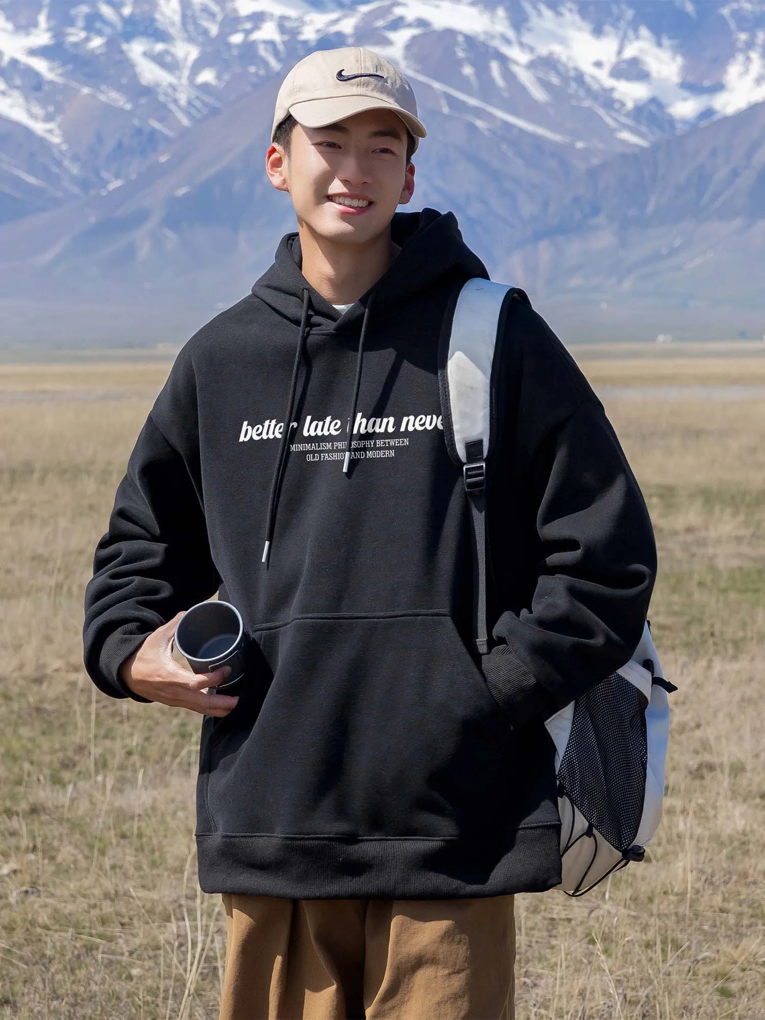 

Мужская толстовка большого размера с капюшоном, повседневная уличная одежда, с буквенным принтом, весна-осень, новый стиль, парная куртка, американский стиль, свободный крой