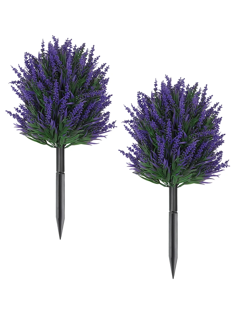 for UV Resistant Artificial Lavender Topiary Balls Set of 2 with Ground Spikes for Garden Decoration and Outdoor Spaces