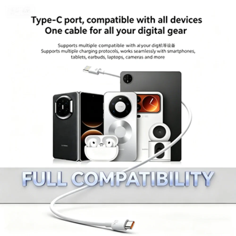 Kabel USB Typ C do Typ C 100W Super Charger do szybkiego ładowania Huawei P50 P40 P30 Mate 9 10 Pro Nova 6 5 4 6A, kompatybilny z Samsung Xiaomi — zdjęcie produktu 6