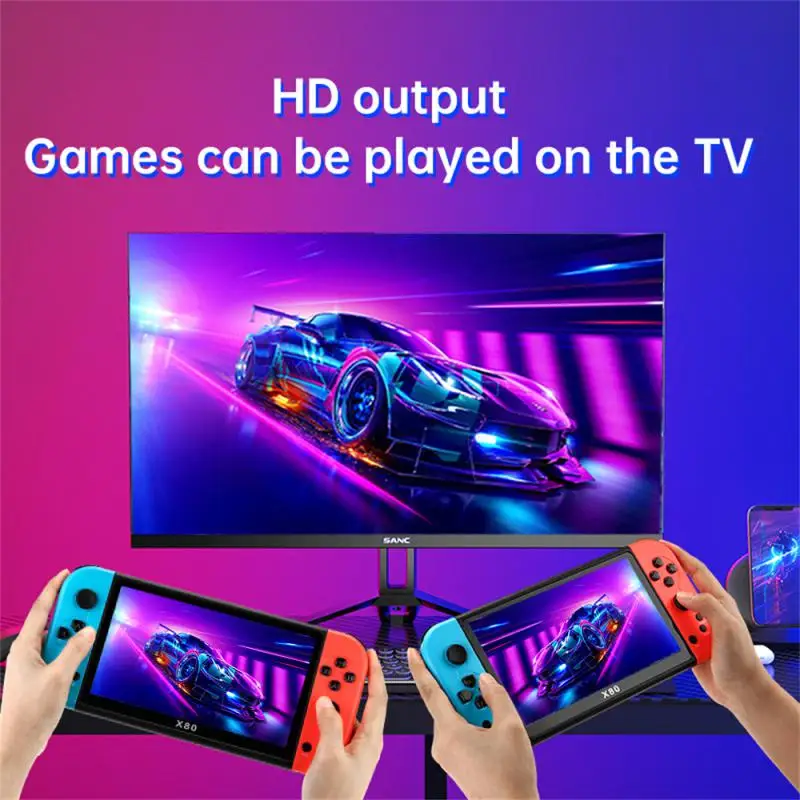 X80 Portable Game Console 7 Inch Screen Handheld Game Player 16GB 10000 Free Games For PS1/MAME Retro Arcade Game Support TV Out