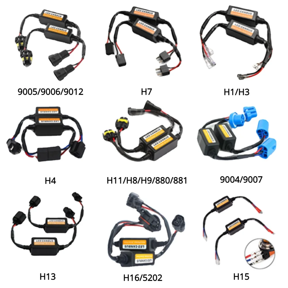 Error Free Resistor Anti-Flicker Harness Bulbs Resistor LED Decoder H1 H4 H7 9005 9006 9012 LED Adapter Warning Error Canceller