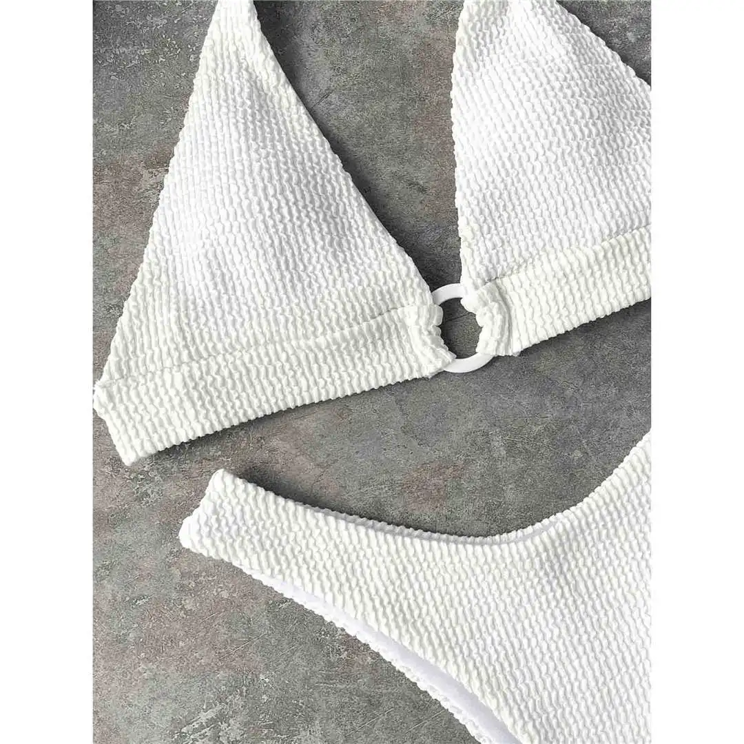 Halter Bikini mit Falten, Damen-Badeanzug, zweiteiliger Bikini-Set, brasilianischer Badeanzug, Badebekleidung, Modell V2922 – Detail 25