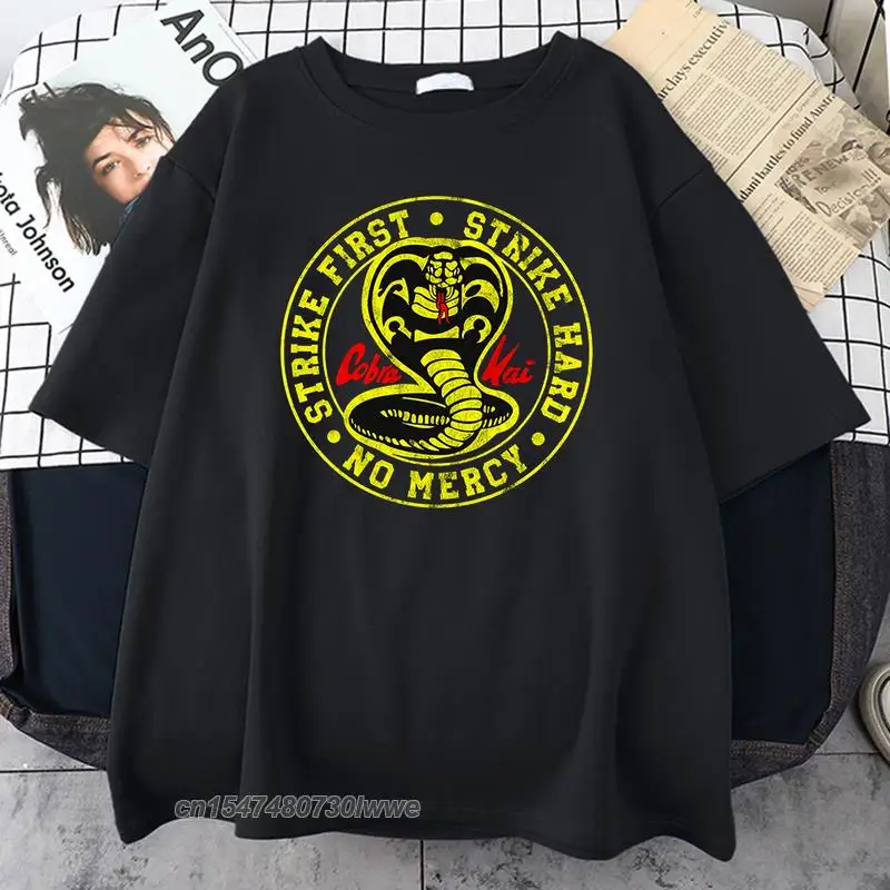 Cobra Kai Printing T Shirt Man Harajuku Fashion Tops Casual Hip Hop Men Tshirts High Quality Retro Male Clothing