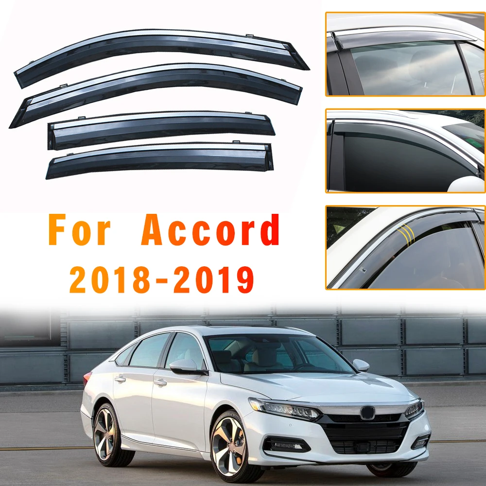 Window Sun Rain Visor Deflector Guard For Honda Accord 2018 2019 Auto Accessories 4pcs ABS Awnings Car Styling Sun Rain Visor