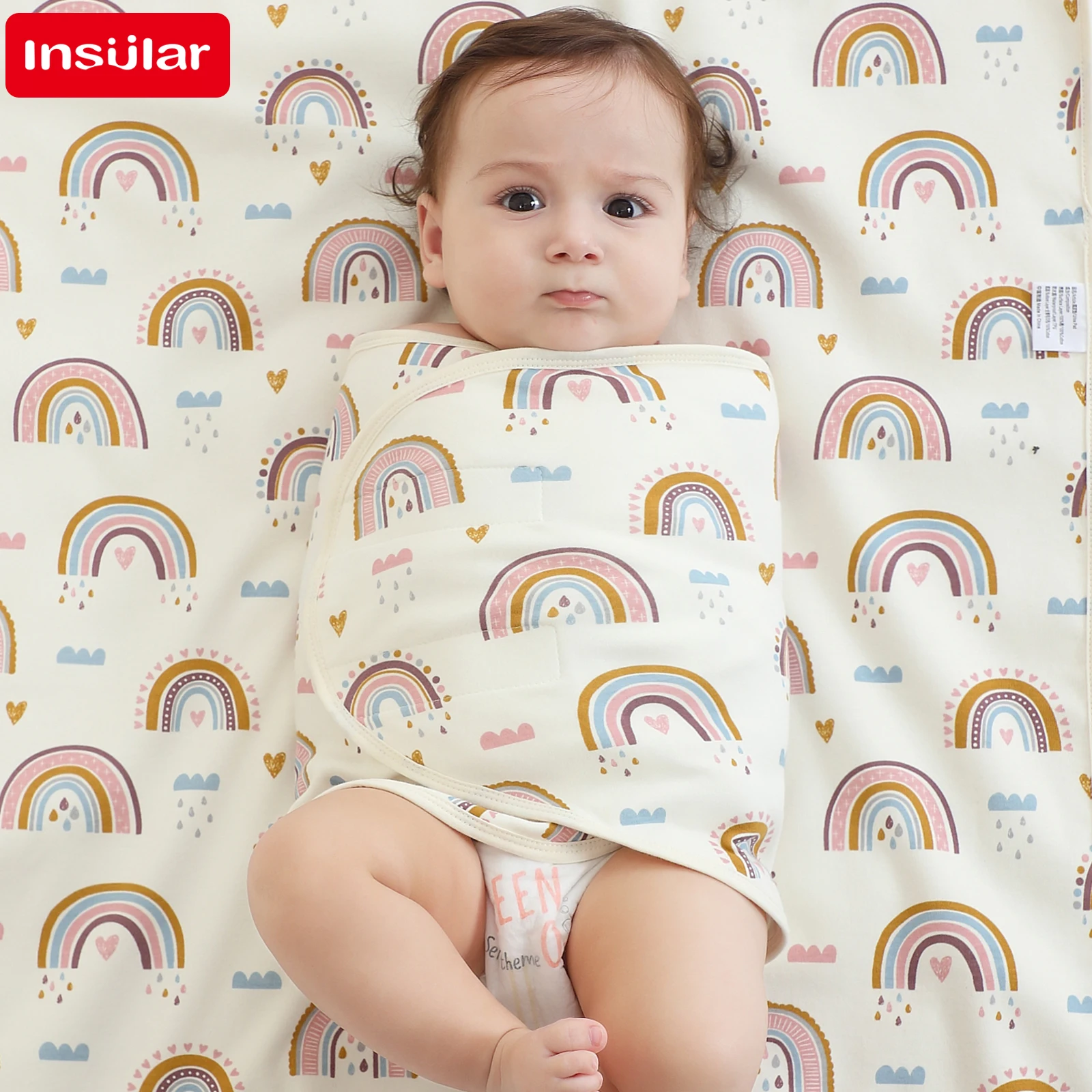 

INSULAR Newborn Soft Cotton Anti-shock Sleeping Bags For 4 Seasons Baby Bamboo Cotton Adjustable Anti-Kick Bags For 0-6Months