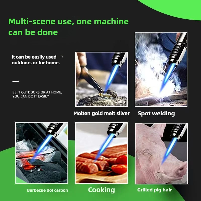مسدس رش عالي الحرارة 1800 درجة، ولاعة غاز بيوتان معدنية مقاومة للرياح، شعلة زرقاء قوية، أداة لحام - 5