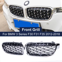 One Pair High Quality Chrome Kidney Grilles For BMW 3 Series F30 F35 F31 2012-2018 Meteor Style Diamond Style Racing Grills