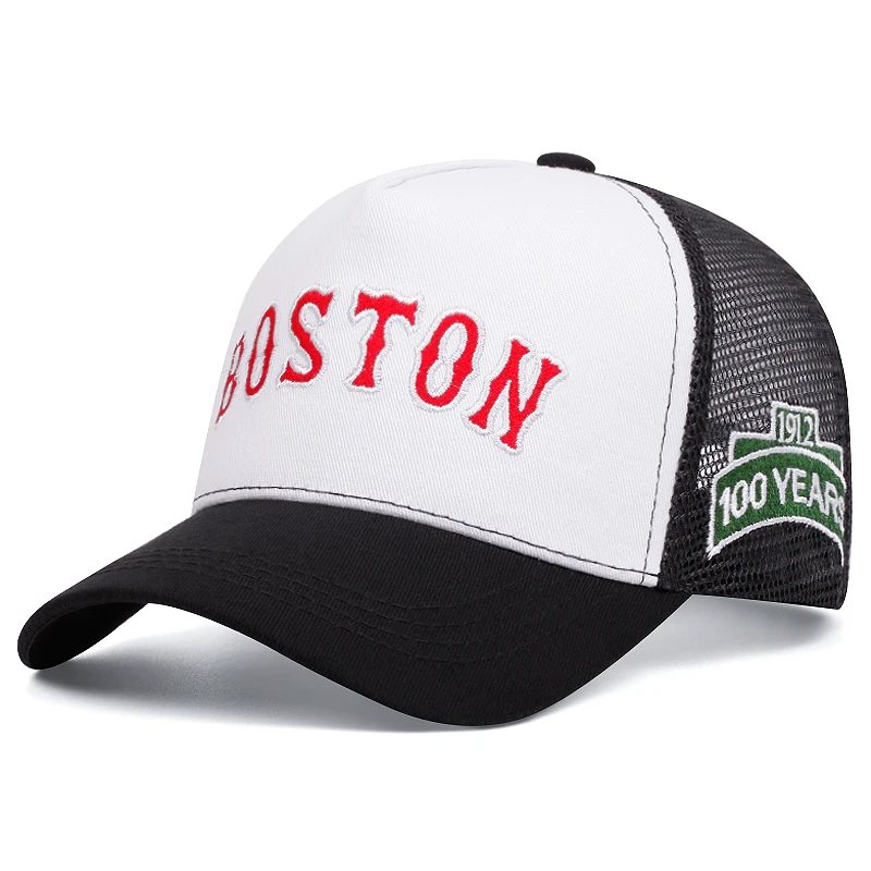 boston women men outdoors baseball cap High quality ventilate Hip hop mesh cap  trucker hat