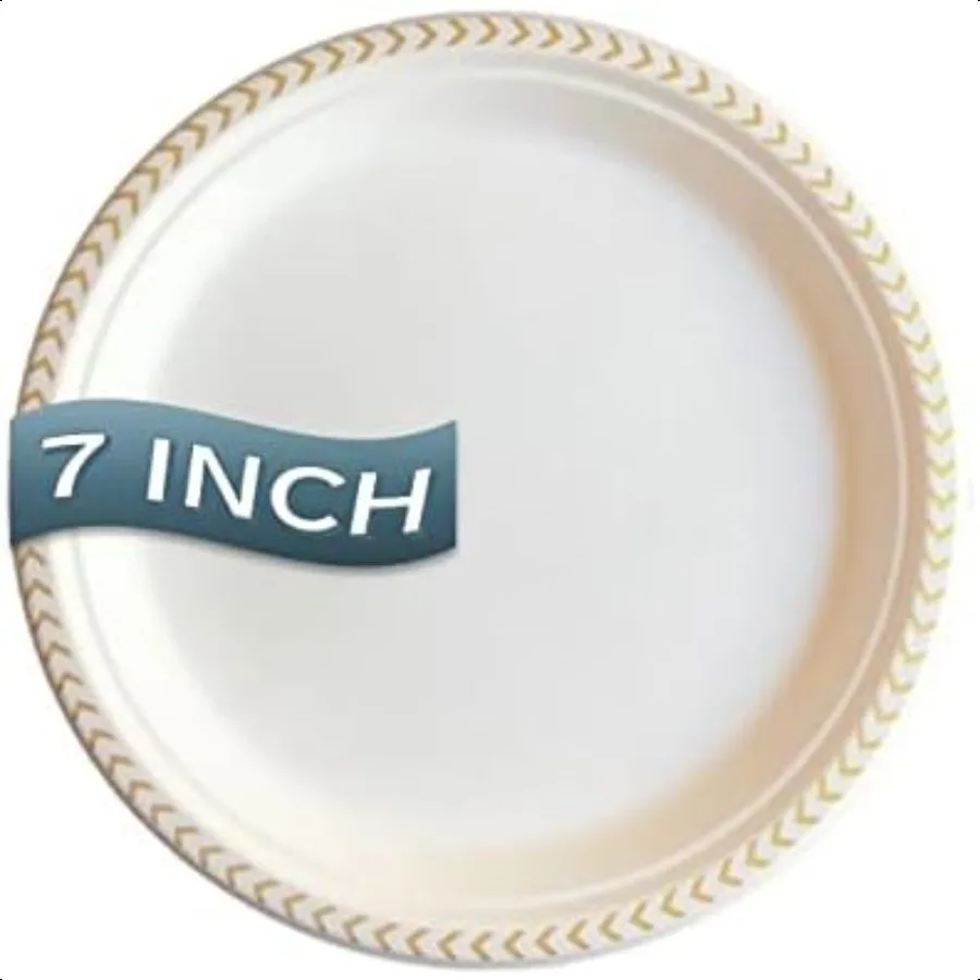 

Plate: Heavy Duty Elegant Eco Friendly Compostable Paper Plates 50 Count Tree Free Sugarcane Bagasse Plate with Color Party Pl
