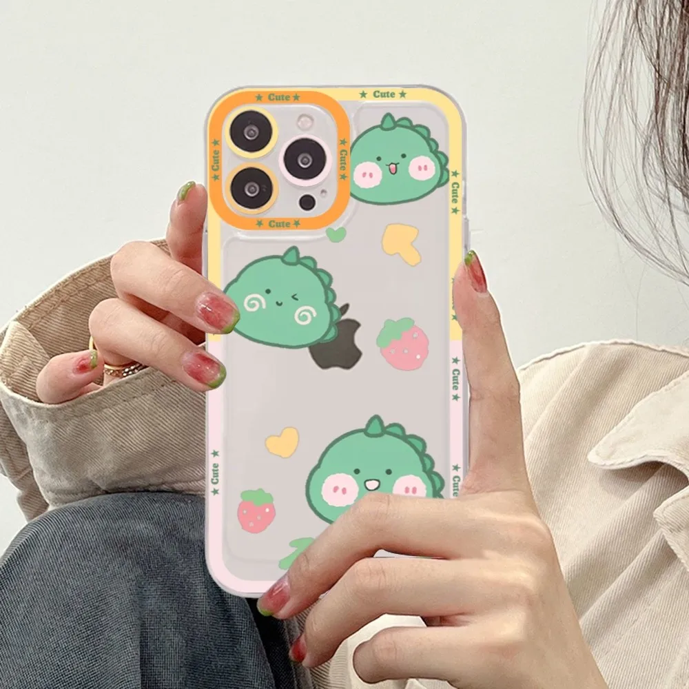 Cute Cartoon Dinosaur Phone Case For iPhone 15 14 13 12 11 Pro Max XS X XR Mini Protective Cover