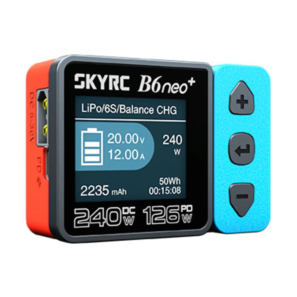 ​ SKYRC B6neo + شاحن ذكي عالي الطاقة DC240W PD126W شاحن ميزان متعدد اللغات 600mA XT60/Type-C شاحن مدمج مفرغ