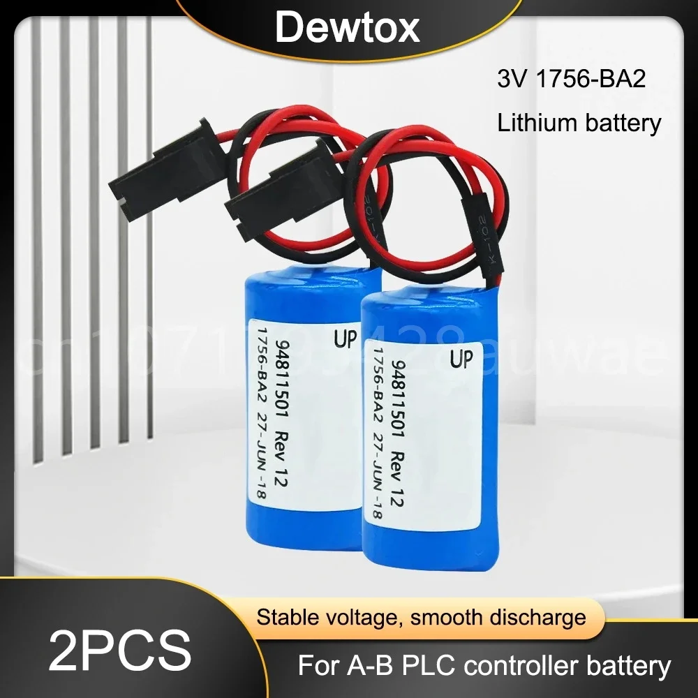 2PCS Original 1756-BA2 1756BA2 PLC Controller 3V 1200mAh Lithium Batteries PLC controller Battery with plugs