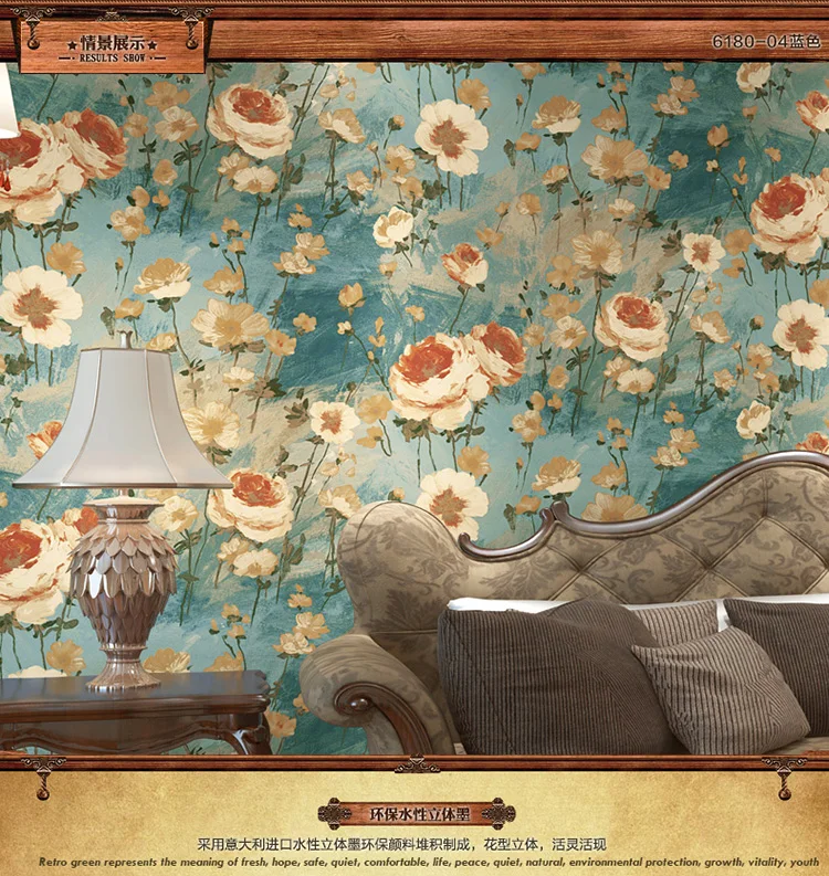 custom 3d Rural retro nostalgic pastoral Chinese style mural oil painting wallpaper bedroom living room sofa TV background wall