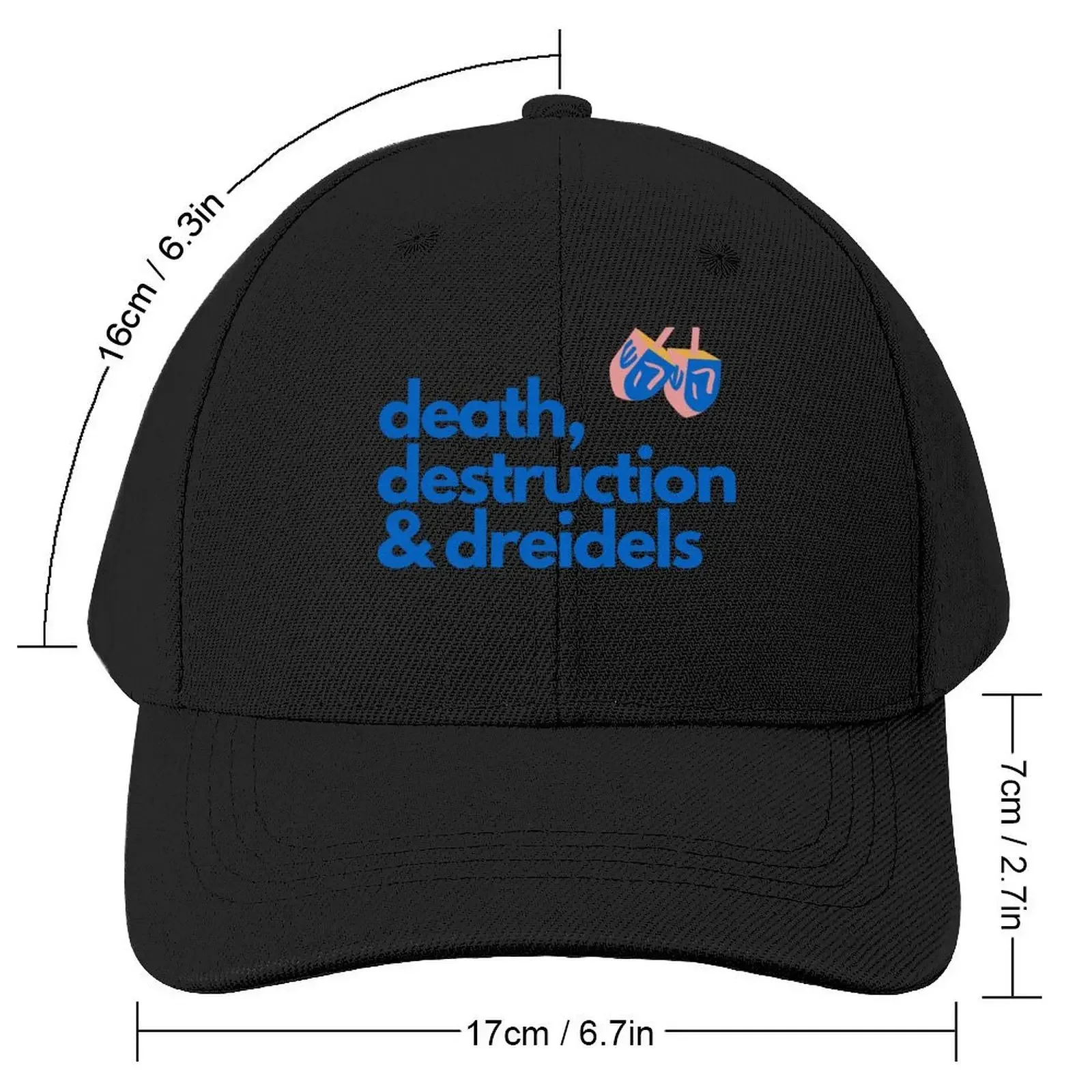 death, destruction and dreidels (funny Hanukkah design) Baseball Cap Ball Cap Beach Women Men's